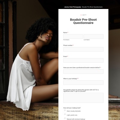 Boudoir pre-shoot questionnaire