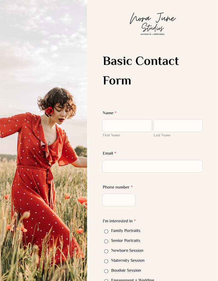 Photographer forms