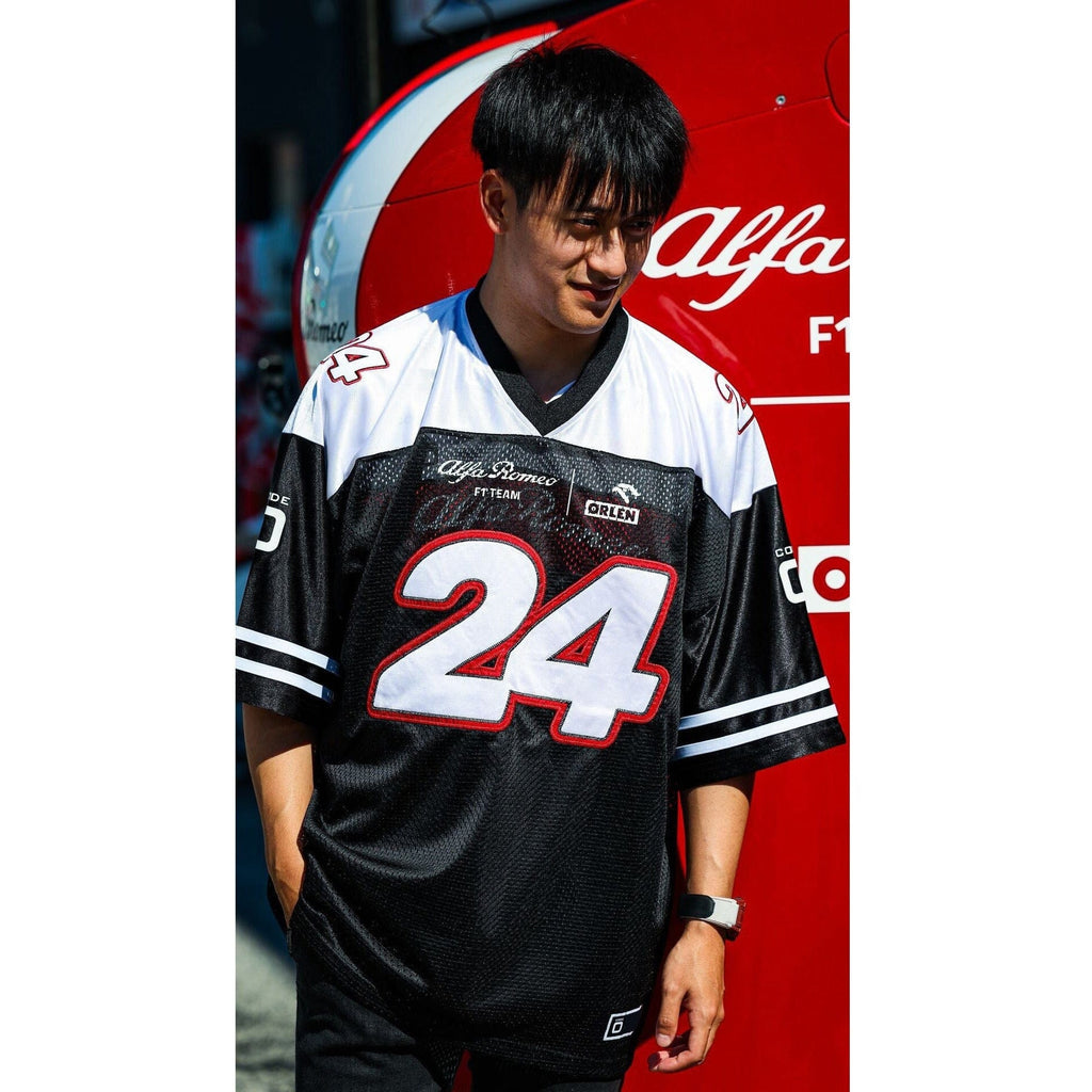 Alfa Romeo Racing F1 Special Edition USA Austin GP Zhou Guanyu #24 Football Jersey Jersey Black